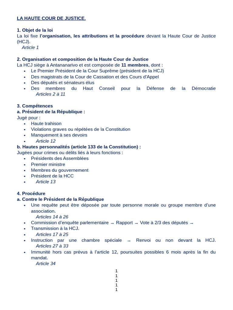 Composition de la Haute Cour de Justice | PDF | Justice | Crime et violence