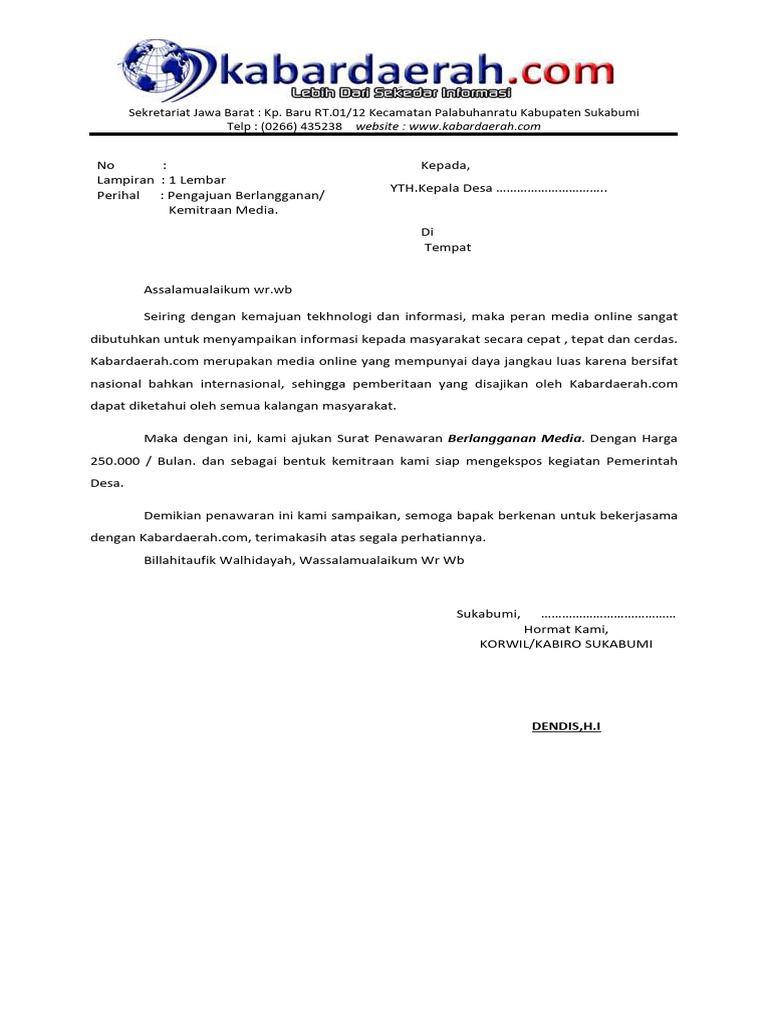 Penawaran Kemitraan Media Kabardaerah | PDF