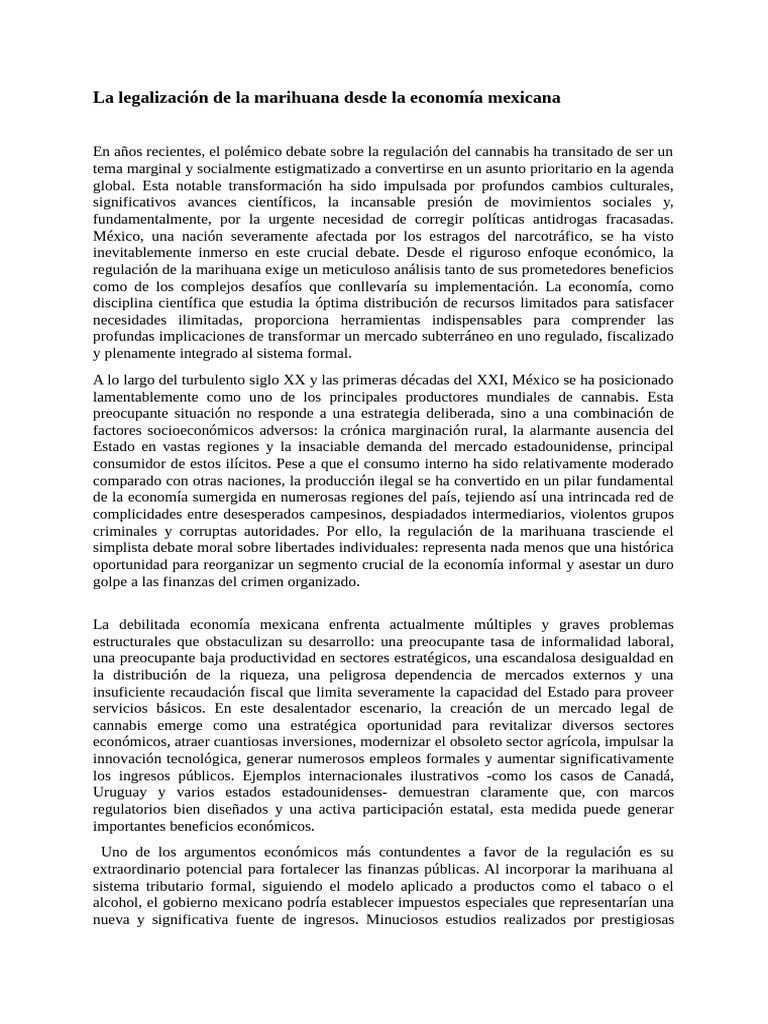 Impacto económico de la legalización del cannabis en México | PDF ...