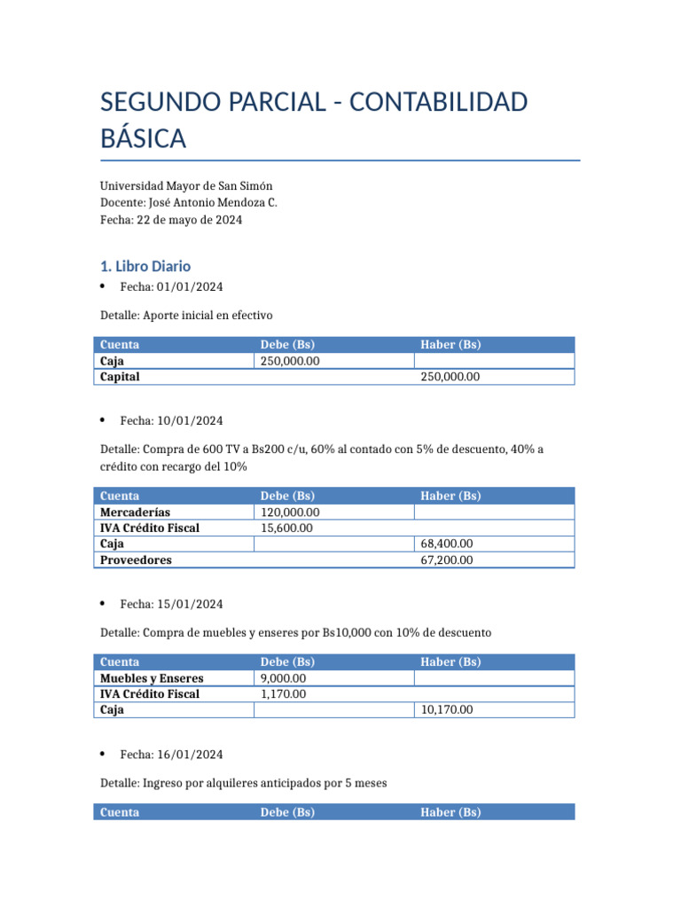 Segundo Parcial de Contabilidad Básica | PDF | Contabilidad financiera ...