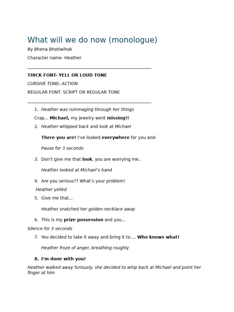 Heather's Confrontation with Michael | PDF