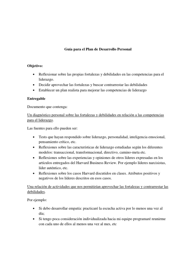 Guía para el Plan de Desarrollo Personal | PDF | Relaciones personales ...