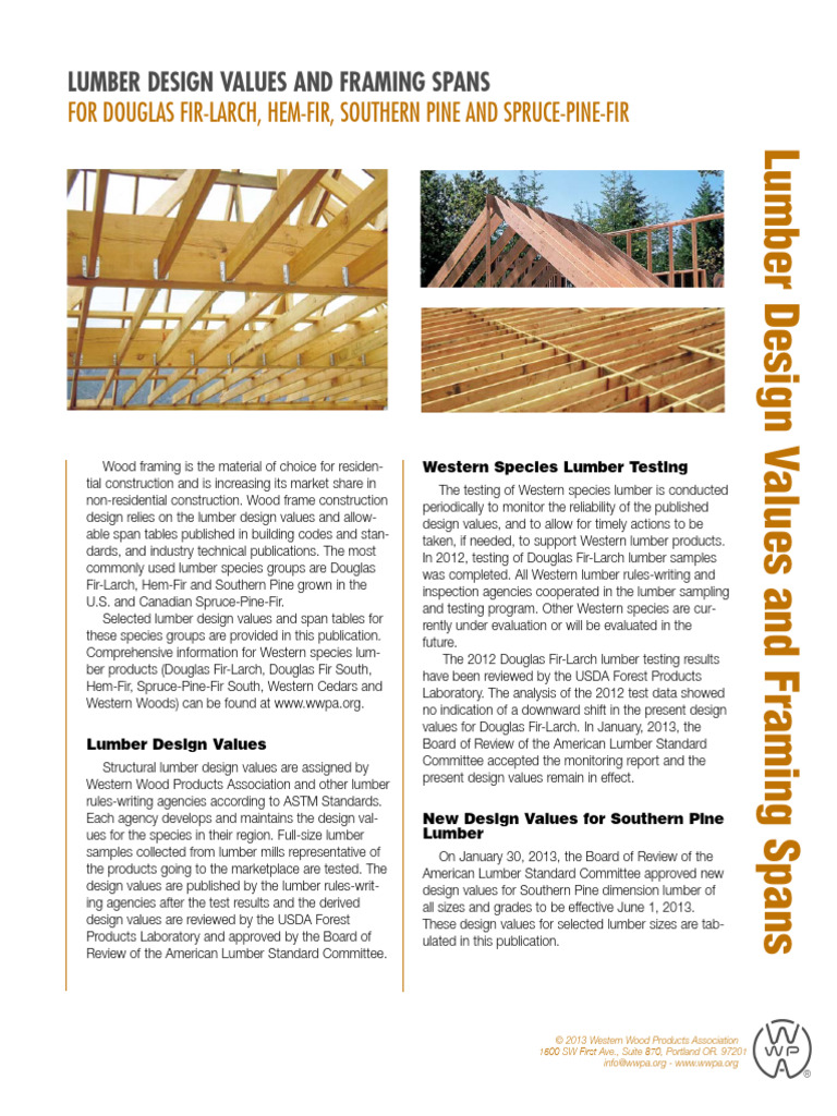 Lumber Design Values and Framing Spanshgcvj | PDF | Lumber | Framing ...