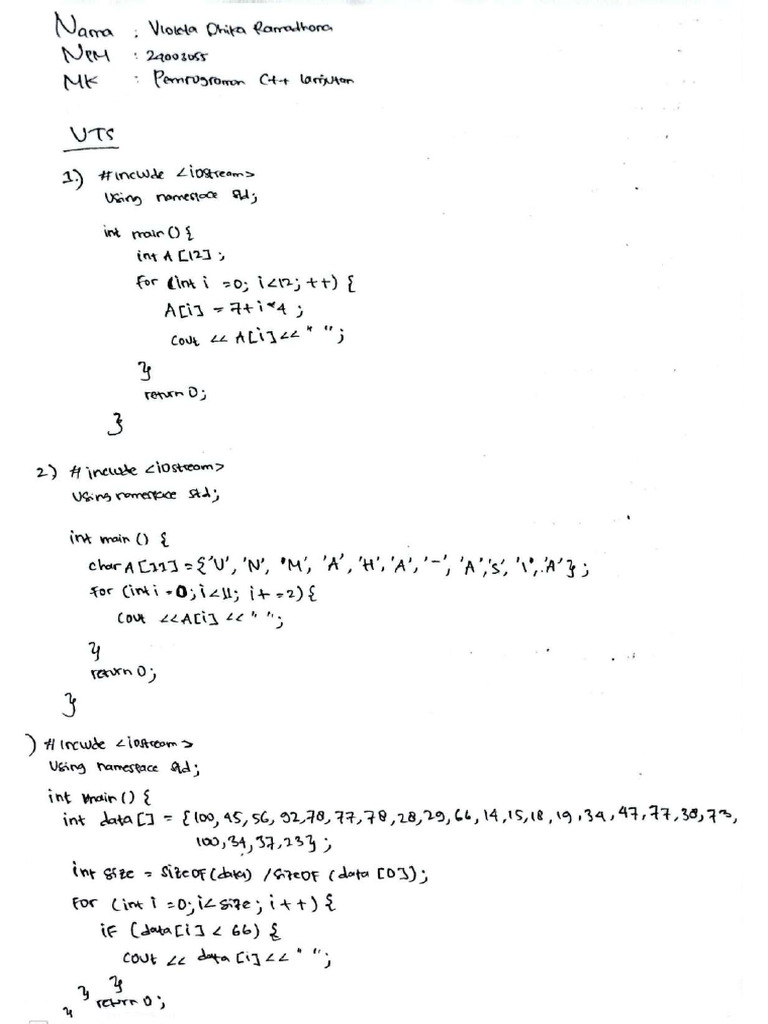 Uts Pemrograman C++ - Violeta Dhika R | PDF