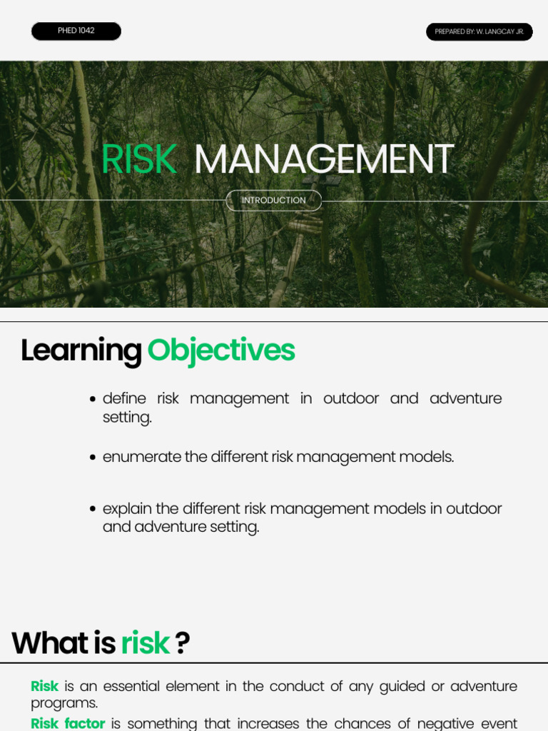 Phed 1042 - Risk Management - Lesson 2 | PDF | Risk | Risk Management