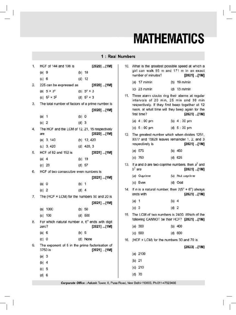 X Maths Chapterwise PYQ PDF | PDF