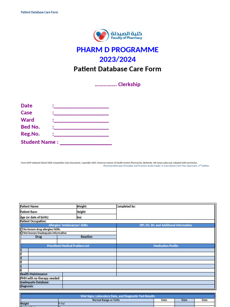 2023-2024patient Care Form | PDF | Dose (Biochemistry) | Chemistry