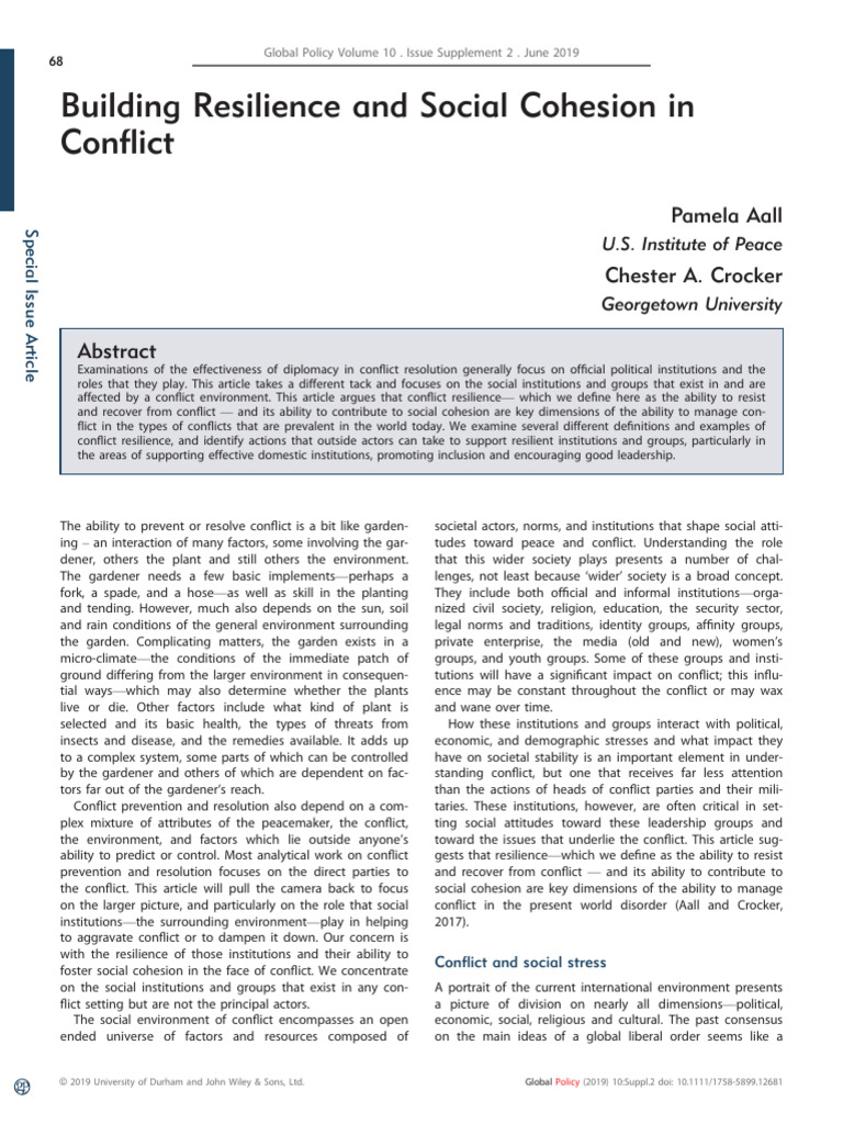 Building Resilience and Social Cohesion in Conflict | PDF ...
