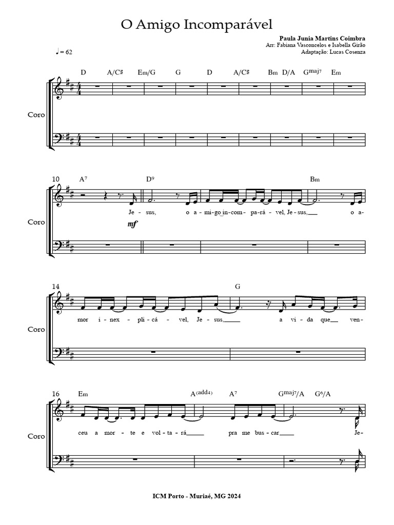 Jesus, o Amigo Incomparável - Partitura | PDF