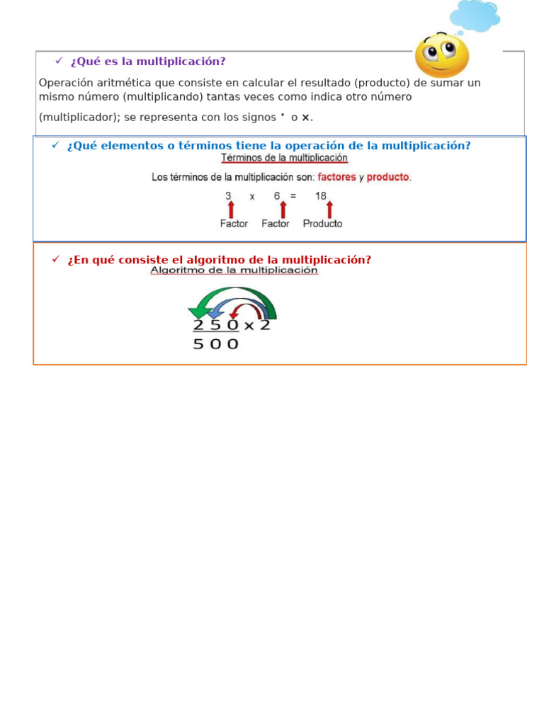 Elementos y Algoritmo de Multiplicación | PDF | Multiplicación ...