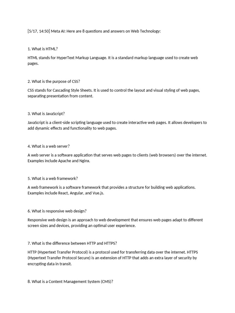 Essential Q&A on Web Technology Basics | PDF | World Wide Web ...