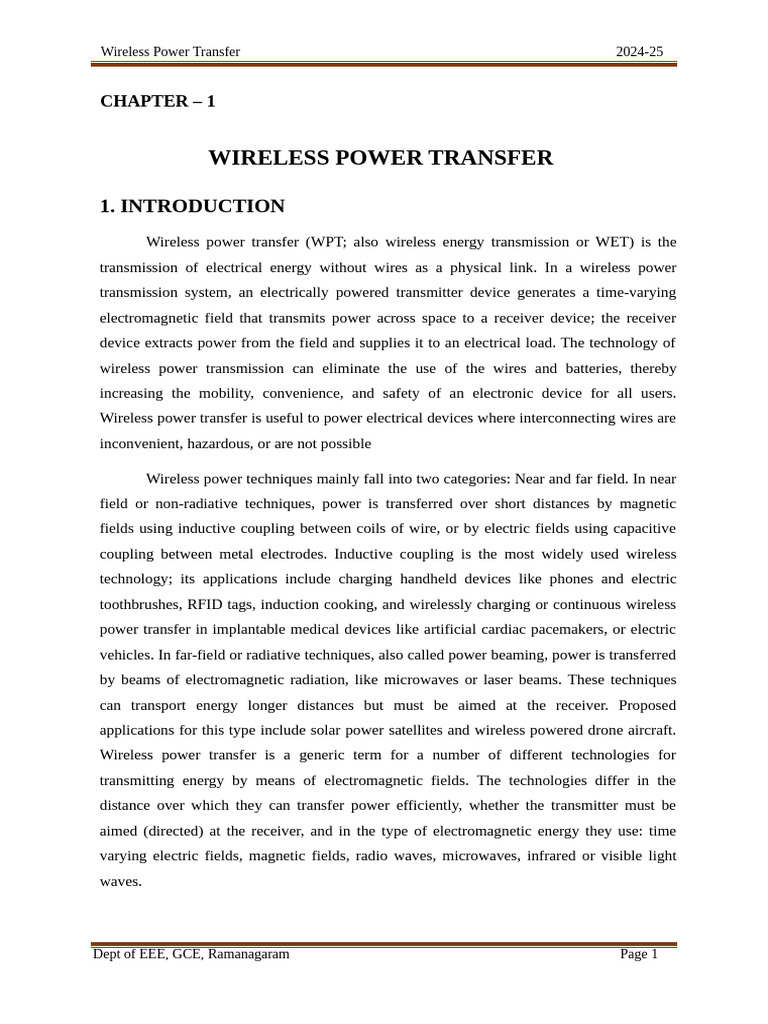 Wireless Power Transfer Overview | PDF | Inductor | Inductance