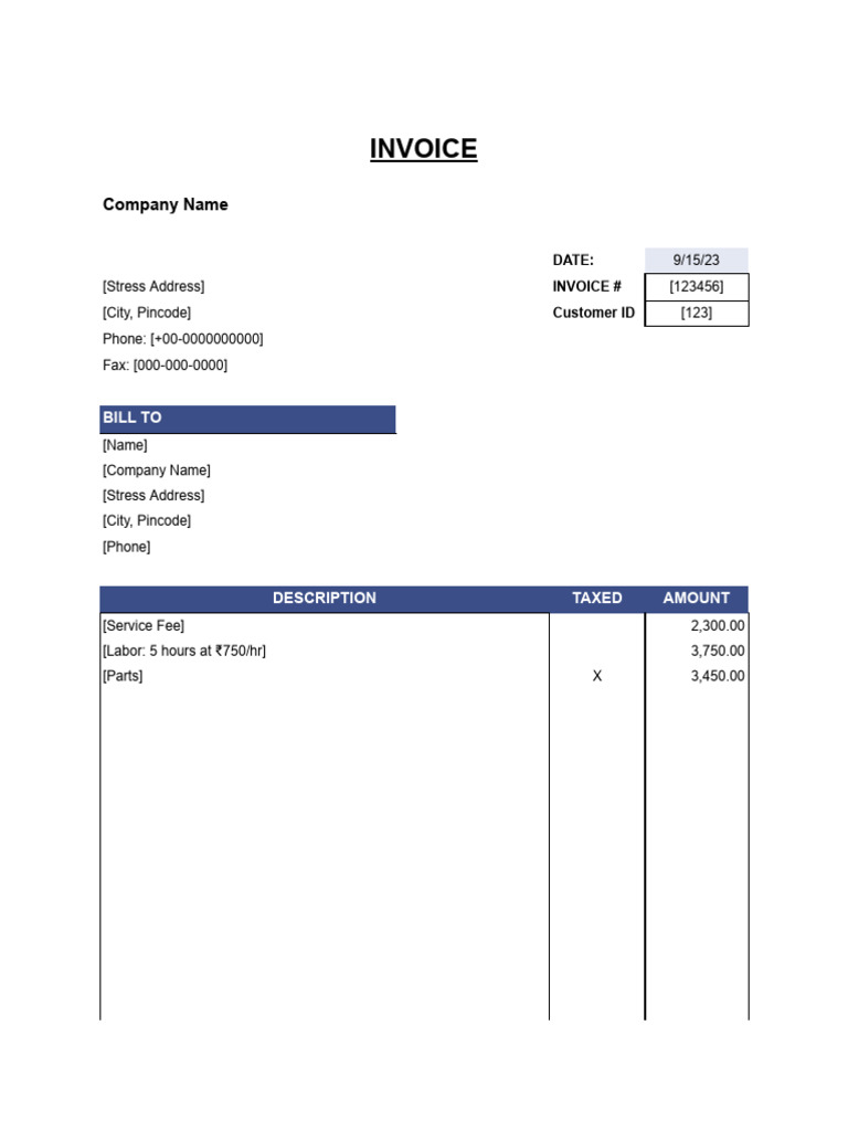 Basic Invoice Template Example | PDF