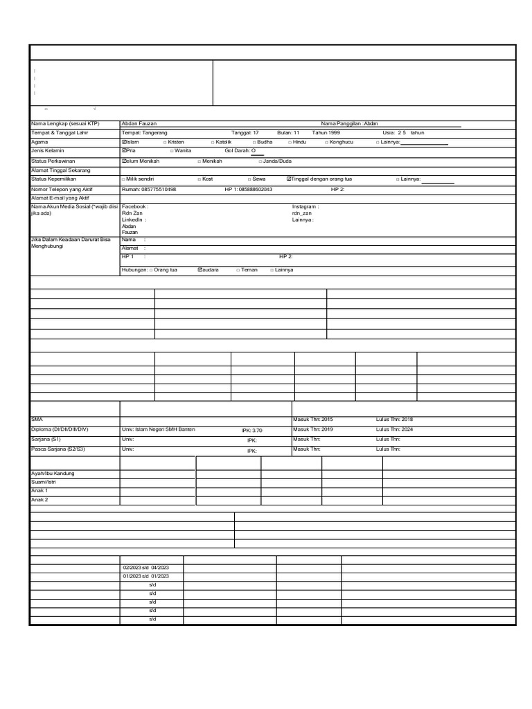 CH Form Biodata | PDF