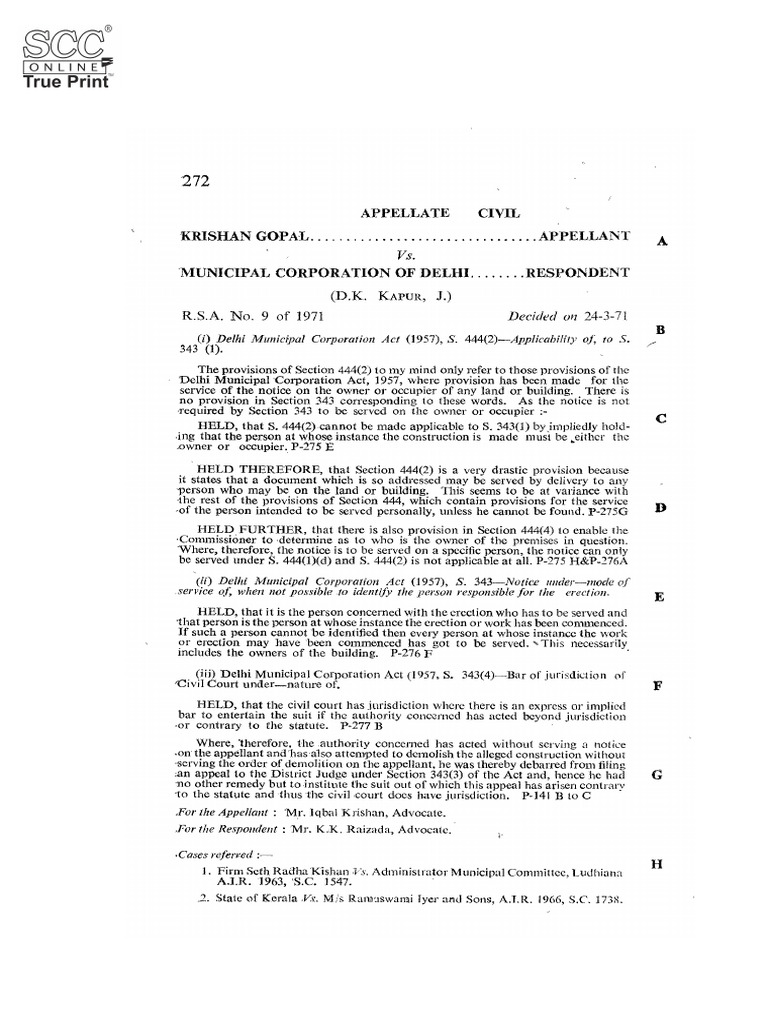 Delhi High Court Ruling on Notice Service | PDF | Appeal | Lawsuit