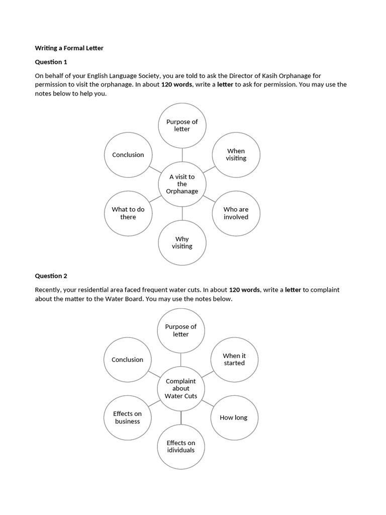 Writing A Formal Letter-Question | PDF