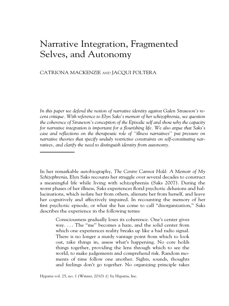 Hypatia - 2010 - MACKENZIE - Narrative Integration Fragmented Selves ...