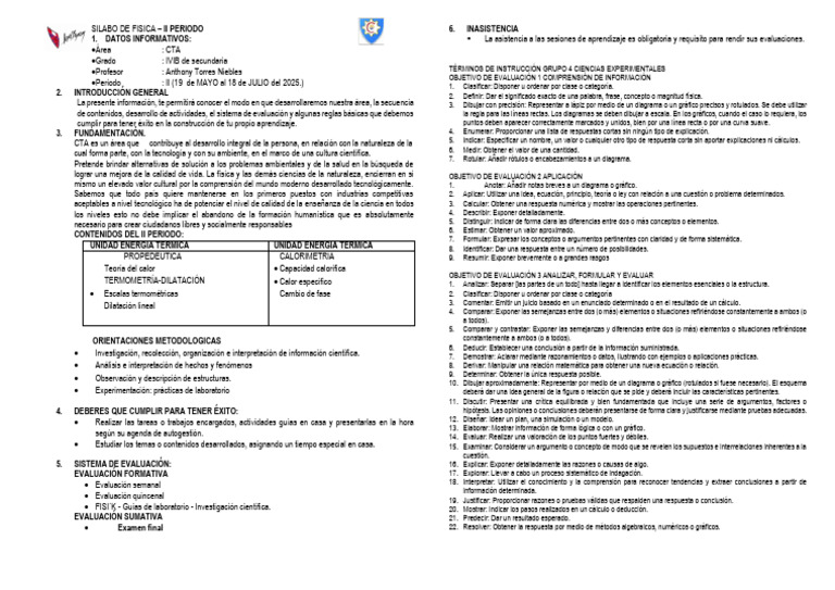 Silabo - 2025 Fisica Ivib - Iip | PDF | Razonamiento deductivo | Física