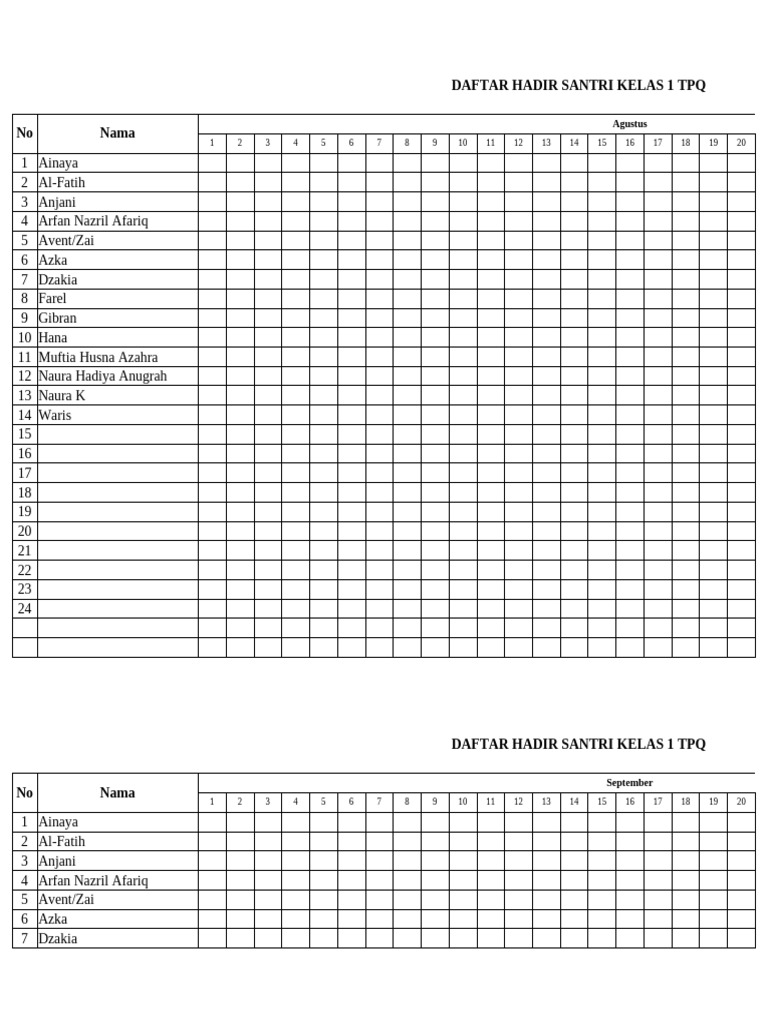 Daftar Hadir Jurnal | PDF