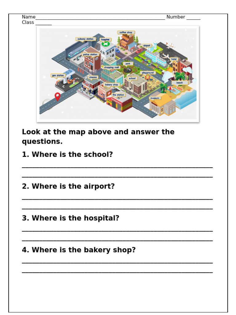 Map-Based Location Questions Worksheet | PDF