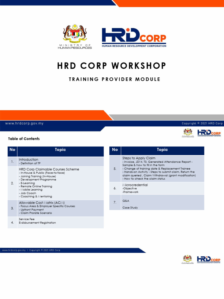 HRD Corp Claimable Training Overview | PDF | Educational Technology ...