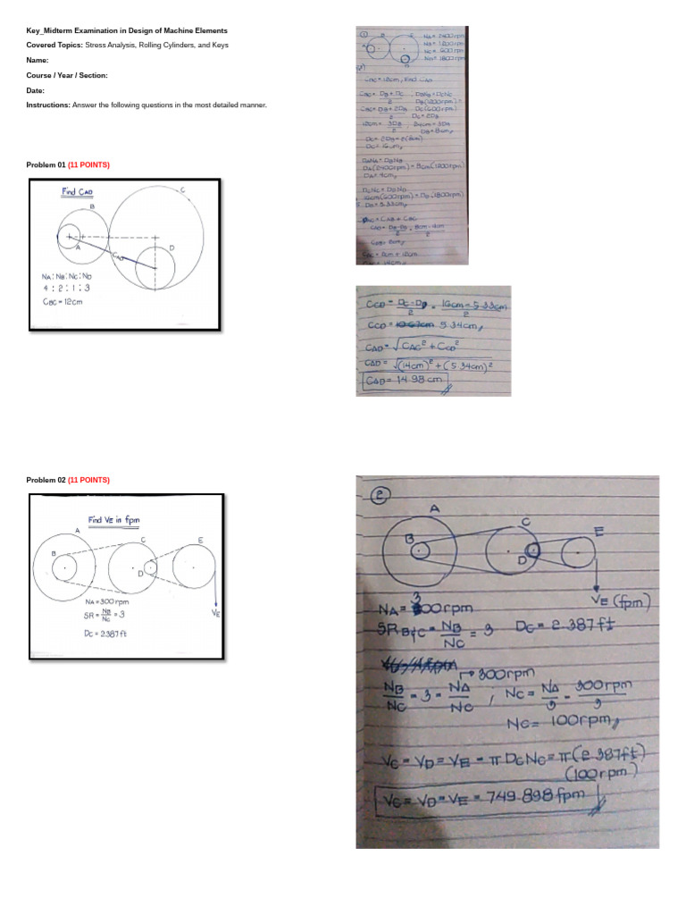 Midterm Exam: Machine Elements Design | PDF | Stress (Mechanics) | Rivet