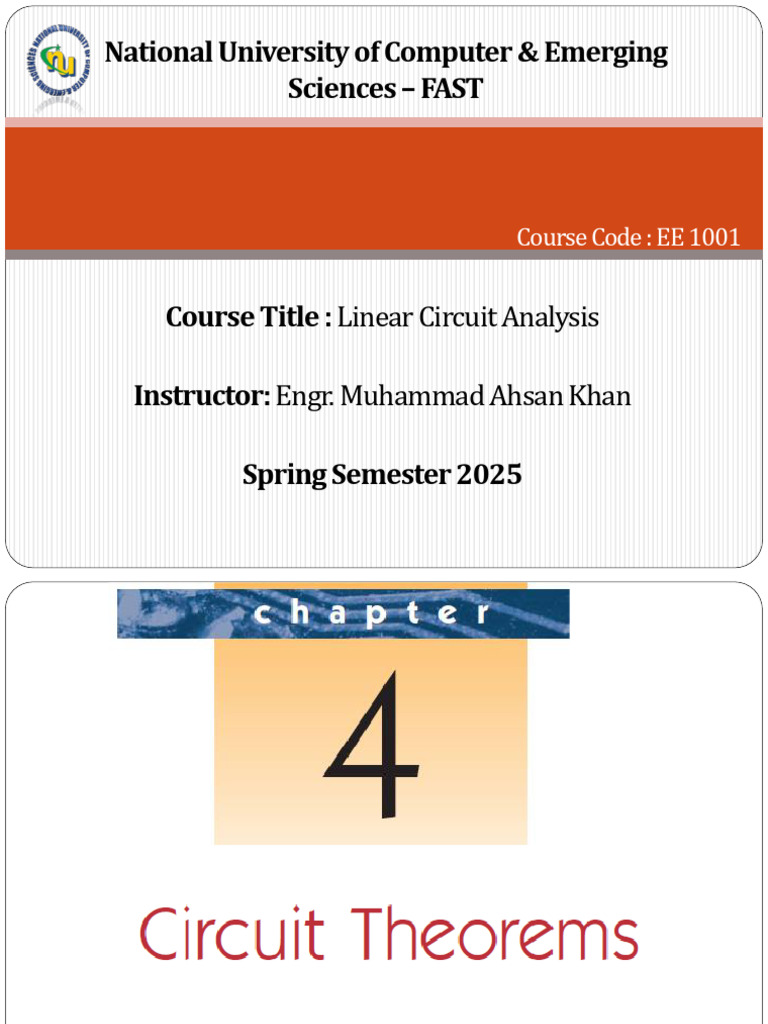 Linear Circuit Analysis Course EE 1001 | PDF