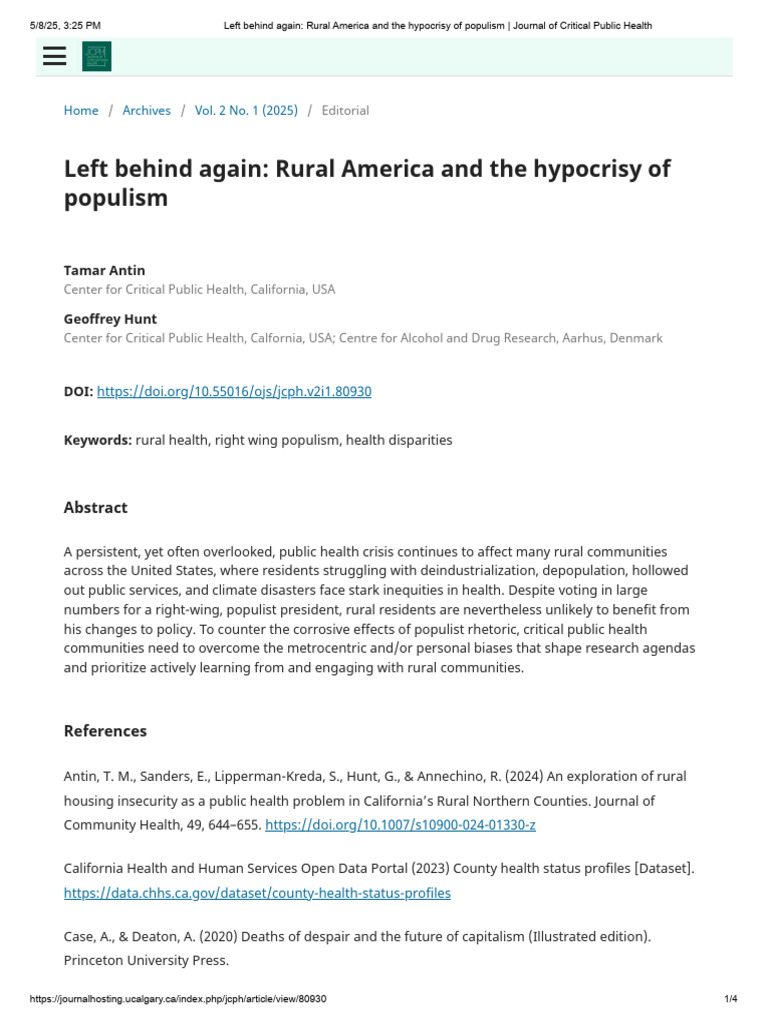 Left Behind Again - Rural America and The Hypocrisy of Populism ...