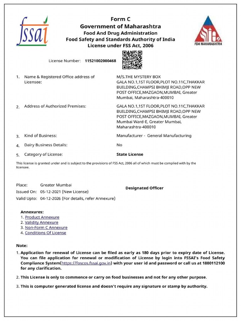 Fssai LicenseThe Mystery Box | PDF