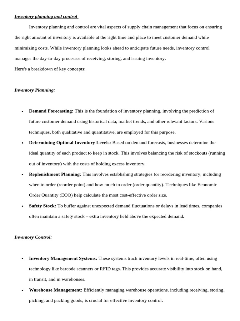 Inventory Planning and Control | PDF | Inventory | Supply Chain Management