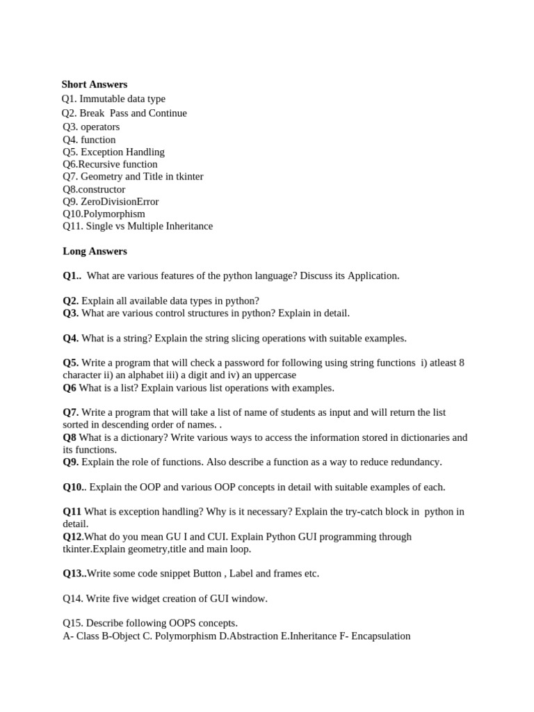 Most Imp Question OO and PP | PDF