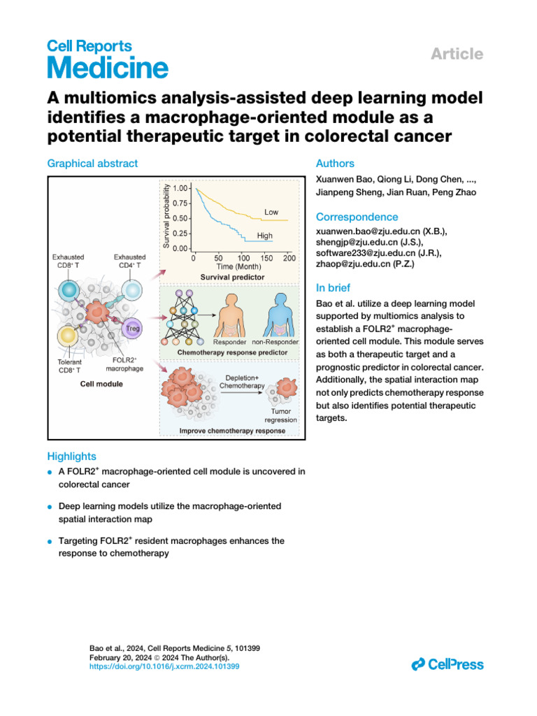 A Multiomics Analysis-Assisted Deep Learning Model Identifies A ...