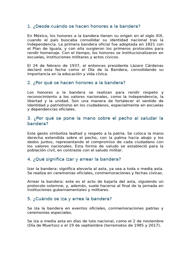 Historia y significado de los honores a la bandera | PDF | Bandera