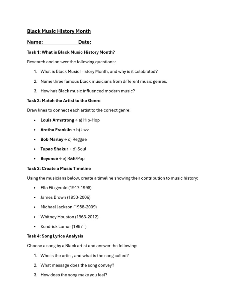 Black Music History Month | PDF