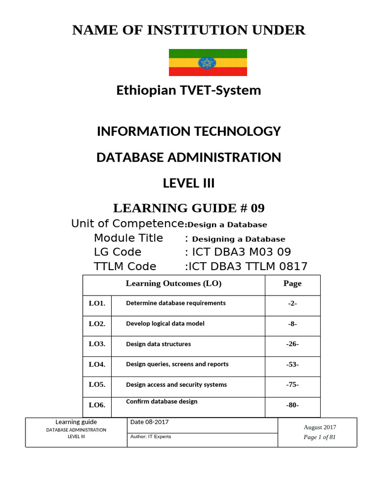 Design A Database TTLM LO1 | PDF | Databases | Relational Database