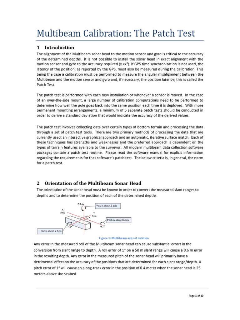 W3-Multibeam - Patch Test Calibration | PDF | Surveying | Sonar
