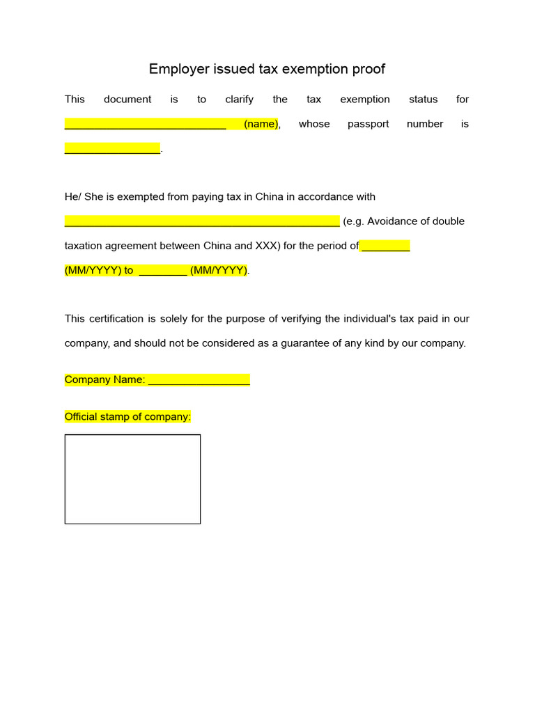 Sample Tax Exemption Proof | PDF