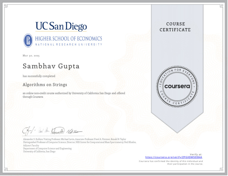 Completion of DSA 4 Course Certificate | PDF