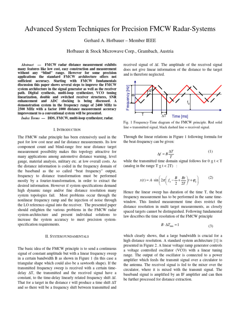 Precision Enhancements in FMCW Radar | PDF | Radar | Computer Engineering