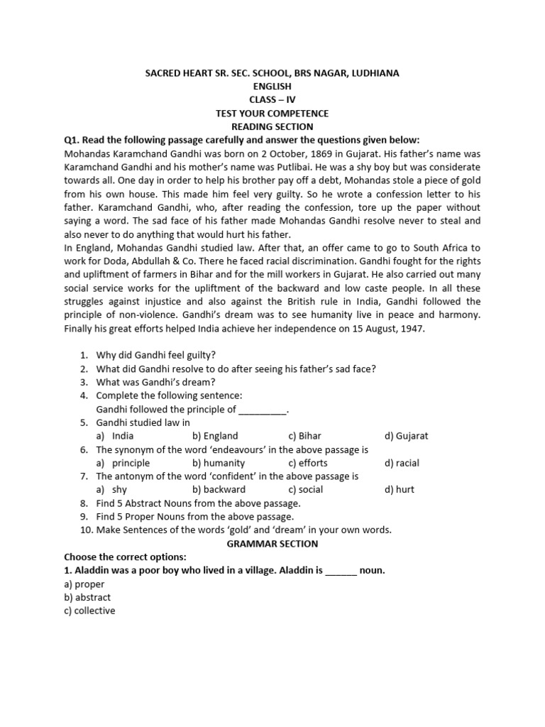 Test Your Competence-Iv | PDF | Grammatical Gender | Noun