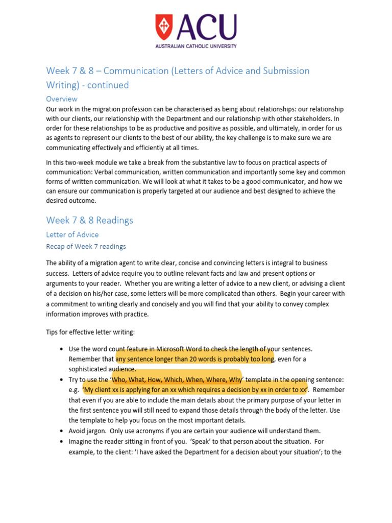Submission Letter Writing Guidelines Pdf Communication Travel Visa