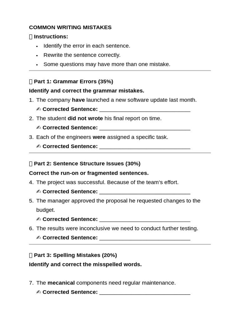 Common Writing Mistakes | PDF