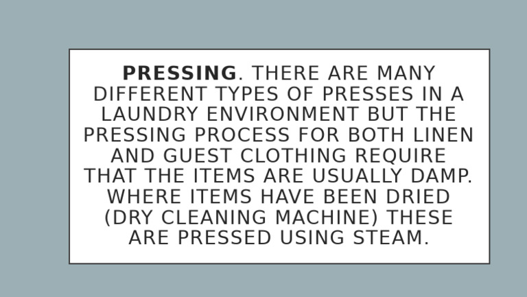 Laundry Pressing Techniques Explained | PDF