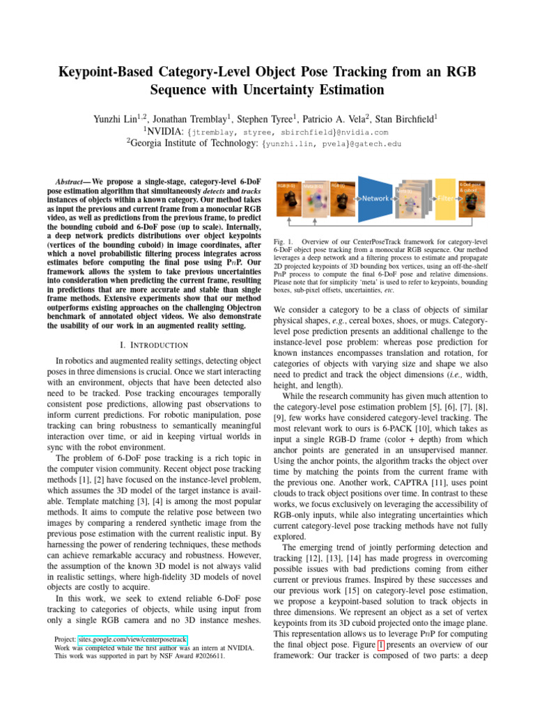 Keypoint-Based Category-Level Object Pose Tracking From An RGB Sequence ...