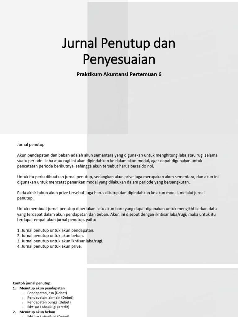 Jurnal Penutup Dan Jurnal Penyesuaian | PDF