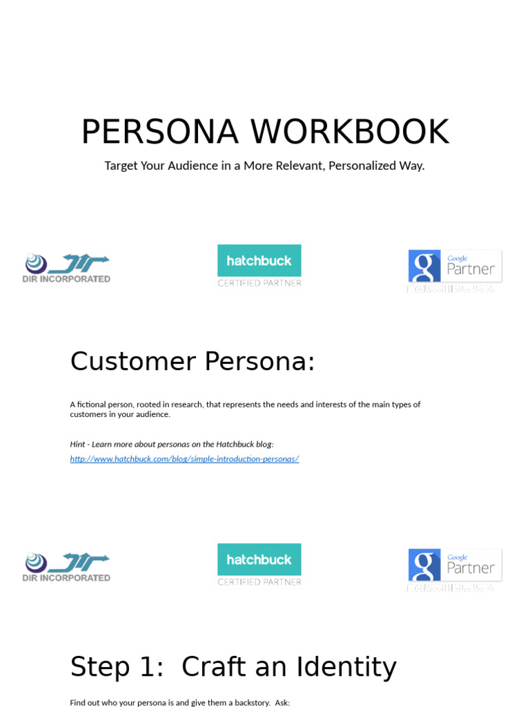 Customer Persona Workbook Guide | PDF