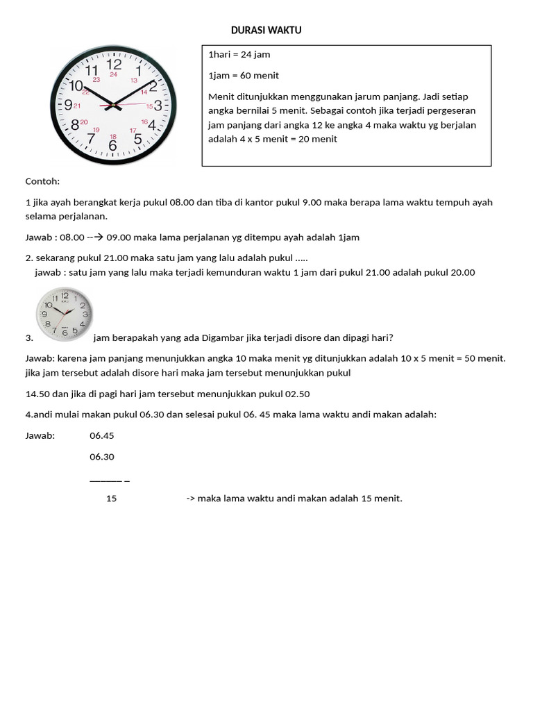 Contoh Durasi Waktu dan Jam | PDF
