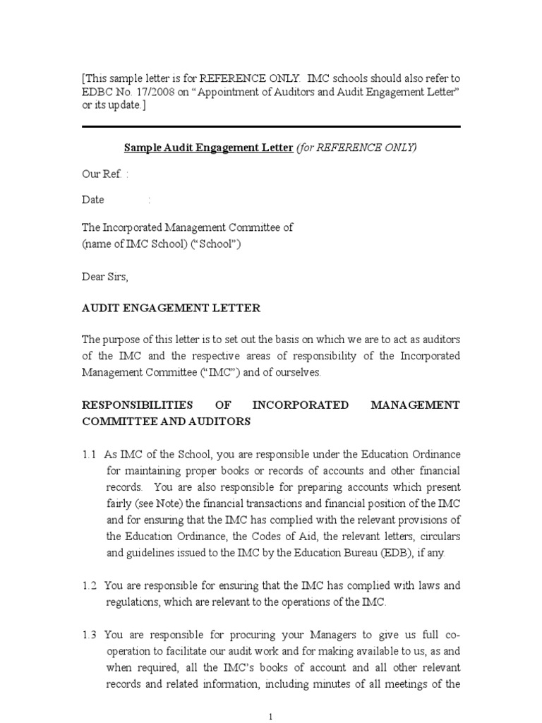 Sample Audit Engagement Letter Audit Accounting