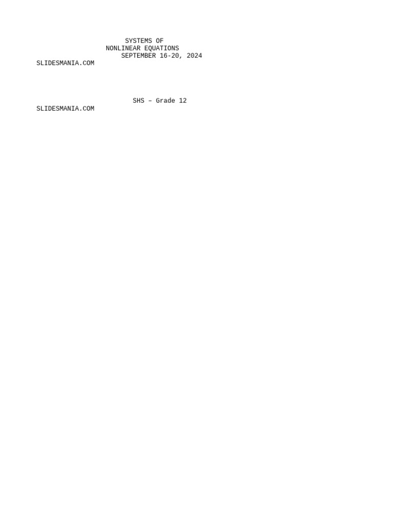 Nonlinear Equations Systems Guide | PDF | Nonlinear System | Equations