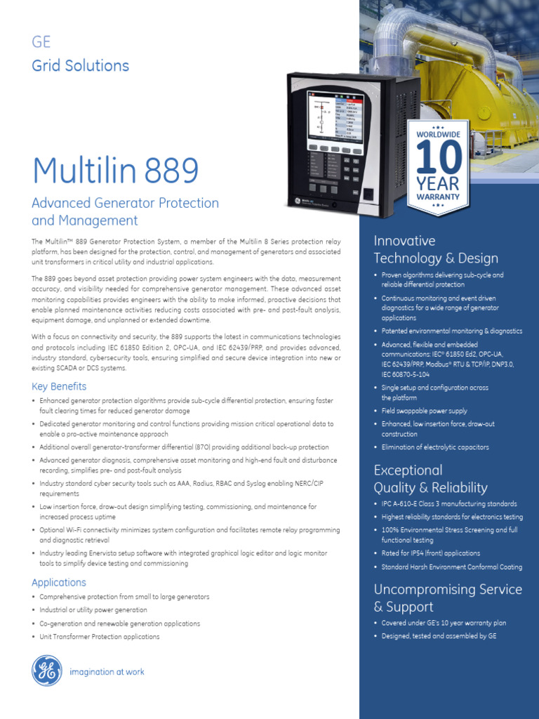 Multilin 889 Generator Protection System | PDF | Relay | Electrical ...